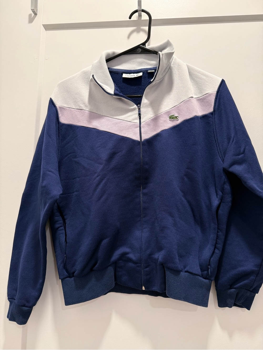 Lacoste Navy, White & Light Pink Zip-Up Track Jacket
